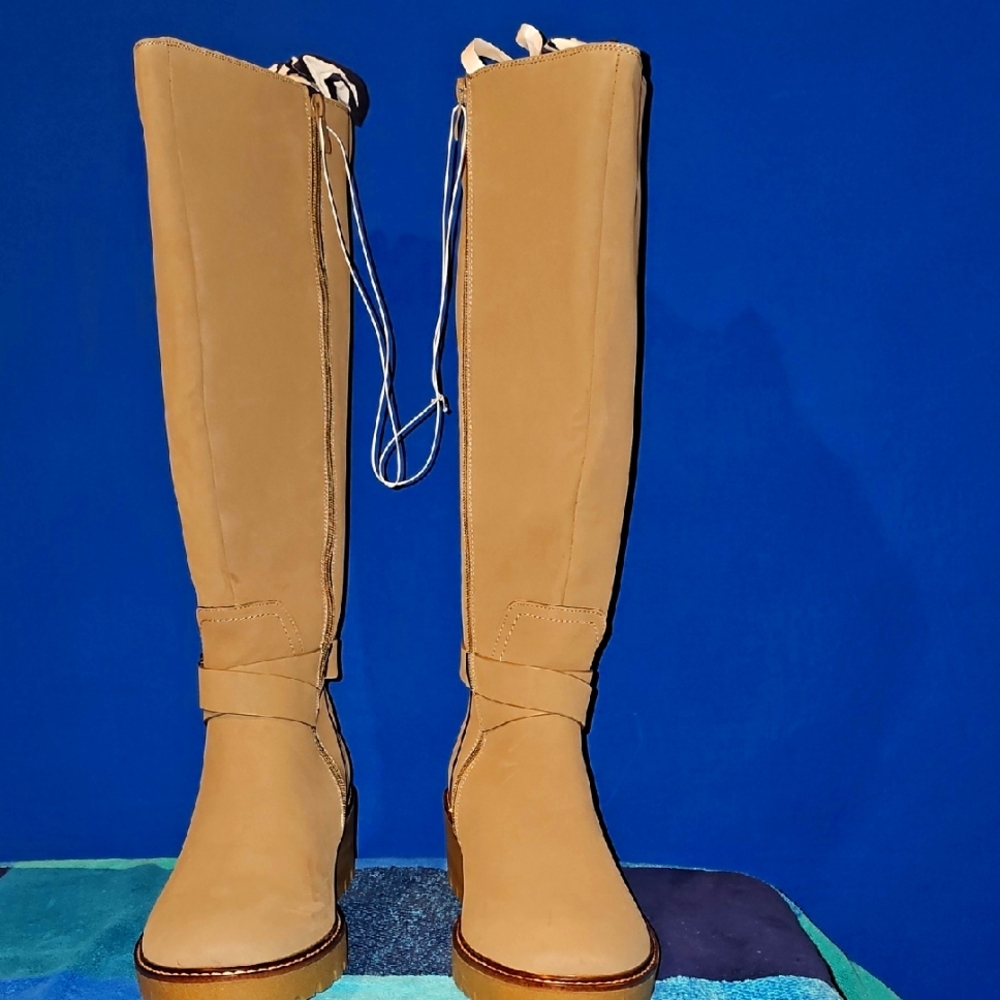Torrid Lug Sole  Buckle Knee Boots Taupe 11WW